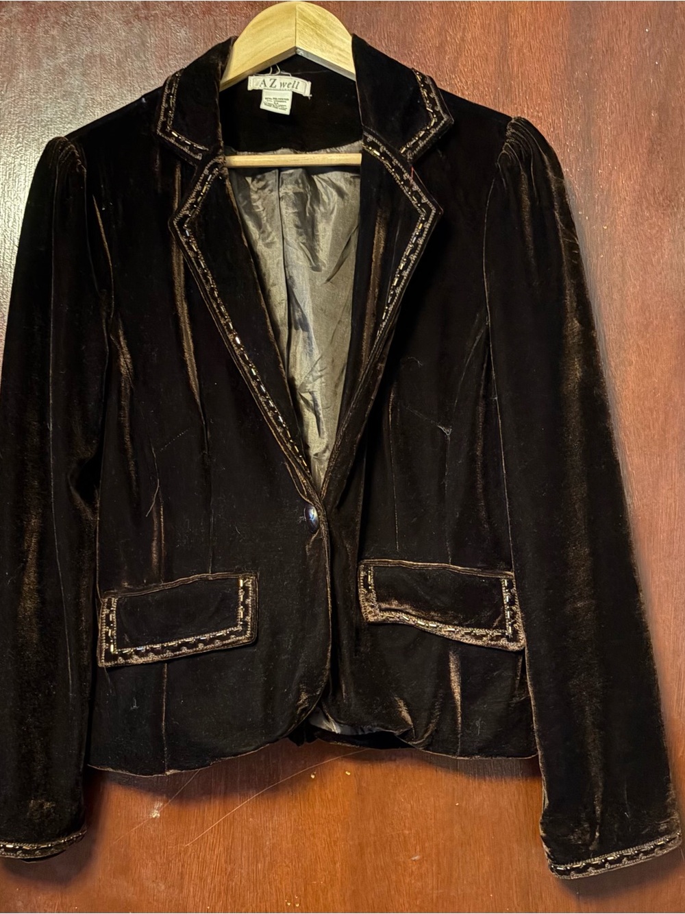 Women's Brown Velvet Blazer Jacket